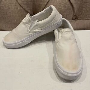 Vans Shoes Womens 6 Walking Skate Sneakers White Fabric Slip On
